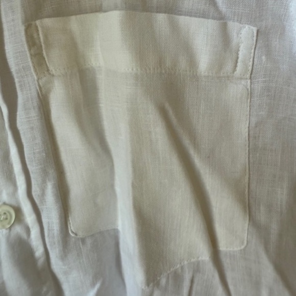 Pre-loved Men's White Linen Short Sleeve Button Up Shirt - Size XS/S - Picture 3 of 4